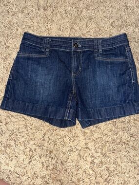 White House Black Market Dark Blue Denim Cuffed Shorts